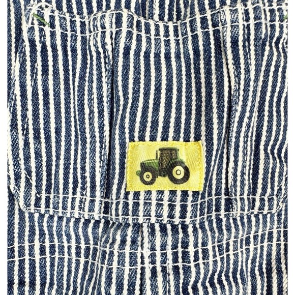 Toddler Boys John Deere Denim Striped 100% Cotton Overalls, Size 2T - Picture 2 of 8